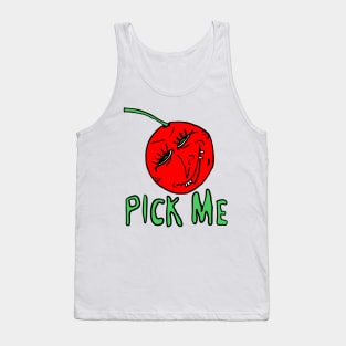 “Pick Me” Cartoon Anthropomorphic Cherry by Kenneth Joyner Tank Top